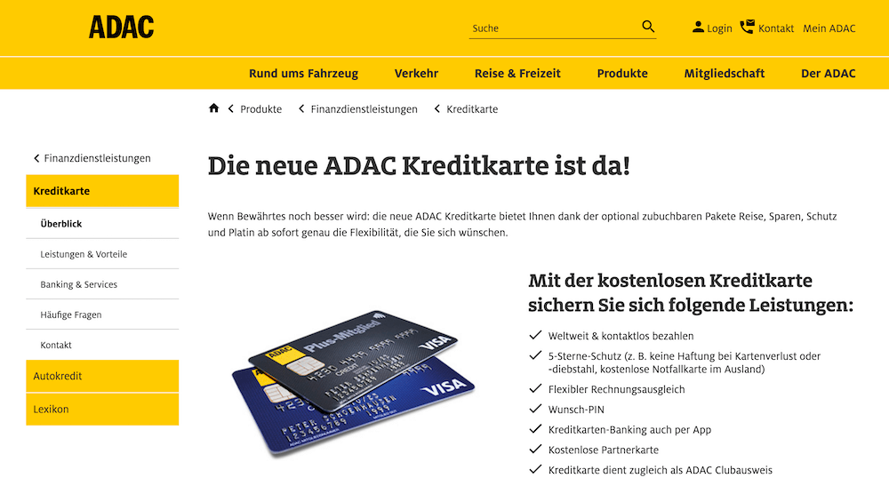 ADAC Kreditkarte Startseite